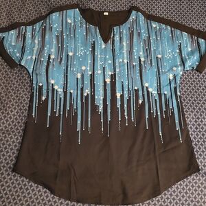 Elegant Black and Blue Women's Blouse